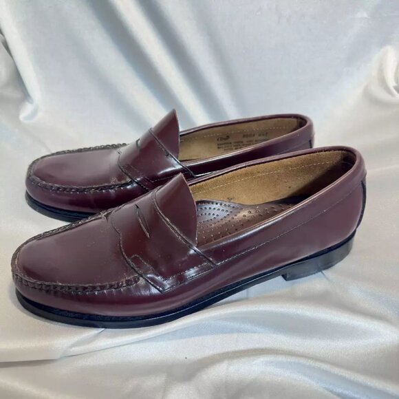 GH Bass Weejuns Shoes Mens Penny Loafers Burgundy Leather Slip On Classic 10.5 D - Picture 3 of 7